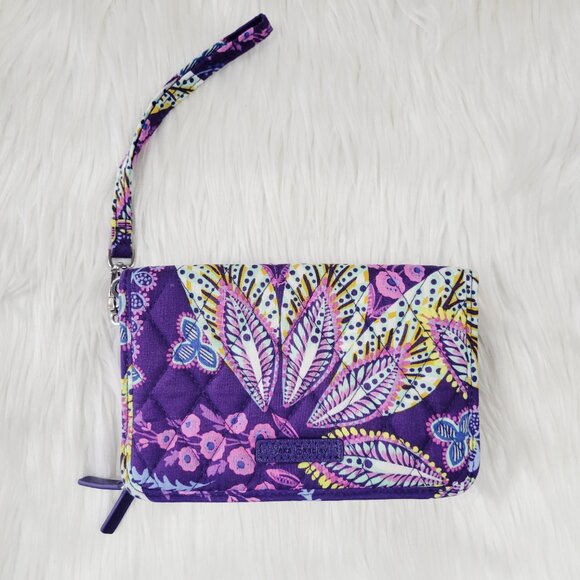 NWOT Vera Bradley 3 in 1 Crossbody Wristlet Batik Leaves All In One Purple RFID - Picture 9 of 16